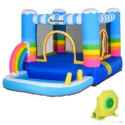 Outsunny Castel Gonflabil pentru Copii cu Trambulina si Piscina Pompa Inclusa 