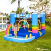 Outsunny Castel Gonflabil pentru Copii cu Trambulina si Piscina Pompa Inclusa 
