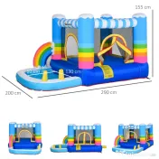 Outsunny Castel Gonflabil pentru Copii cu Trambulina si Piscina Pompa Inclusa 