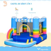 Outsunny Castel Gonflabil pentru Copii cu Trambulina si Piscina Pompa Inclusa 
