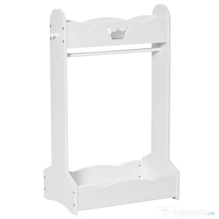 HOMCOM Suport Haine Copii cu Etajere și Agățători, Mobilier Dormitor Lemn, 63x37x103cm, Alb | Aosom Romania