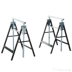 HOMCOM Set 2 Capre de Lucru Pliabile și Telescopice, Suporturi Pliabile cu Înălțime Reglabilă din Oțel, Negru