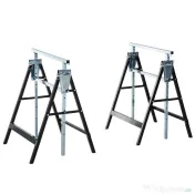 HOMCOM Set 2 Capre de Lucru Pliabile și Telescopice, Suporturi Pliabile cu Înălțime Reglabilă din Oțel, Negru 