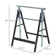 HOMCOM Set 2 Capre de Lucru Pliabile și Telescopice, Suporturi Pliabile cu Înălțime Reglabilă din Oțel, Negru 
