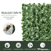 Outsunny Gard Viu Artificial pentru Balcon și Grădină din PE Anti-UV, 240x100 cm, Verde Închis | Aosom Romania