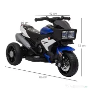 HOMCOM Motocicletă Electrică Copii 3-6 Ani, 3 Roți, Baterie 6V, din PP și Metal, Albastru Închis și Negru, 86x42x52cm | Aosom Romania