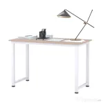 HOMCOM Birou Calculator, Masă de Birou Modernă cu Picioare din Metal Alb, Stil Scandi, Culoare Stejar