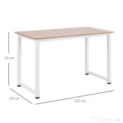 HOMCOM Masa Birou Lemn MDF Culoare Stejar si Picioare in Metal Alb | Aosom Romania 