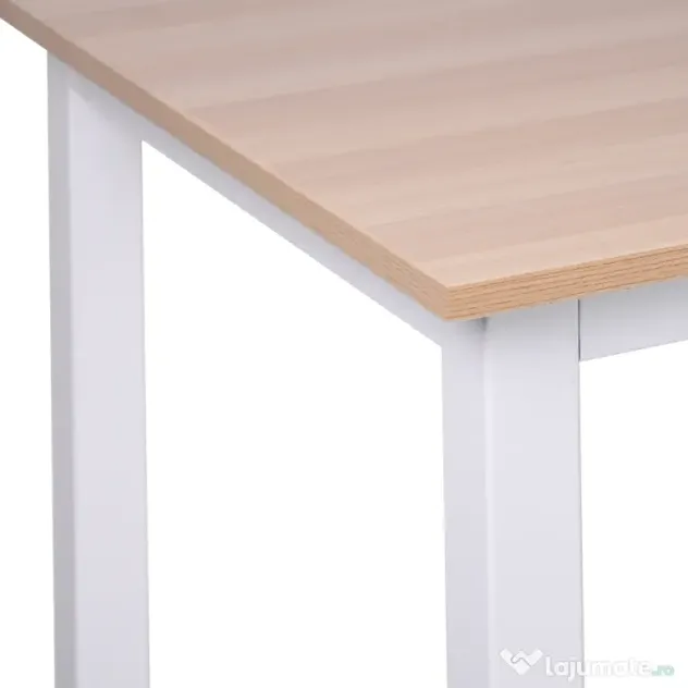 HOMCOM Masa Birou Lemn MDF Culoare Stejar si Picioare in Metal Alb | Aosom Romania