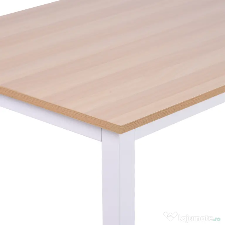 HOMCOM Masa Birou Lemn MDF Culoare Stejar si Picioare in Metal Alb | Aosom Romania