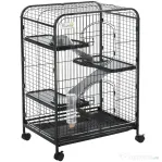 Pawhut Cusca Animale Mici 64×43.5×93 cm – Cu Rampe, Platforme & Roti