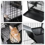 PawHut Cusca Animale Mici Rozătoare Roti 3 Rampe Platforme Bol Sticlă 61.5x44x95cm Neagră | Aosom Romania 