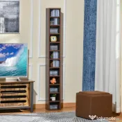 Biblioteca tip coloana cu 12 etajere, din MDF, sustine maxim 15kg 21x20x175cm, maro HOMCOM | Aosom RO 