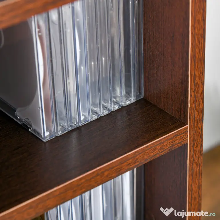 Biblioteca tip coloana cu 12 etajere, din MDF, sustine maxim 15kg 21x20x175cm, maro HOMCOM | Aosom RO