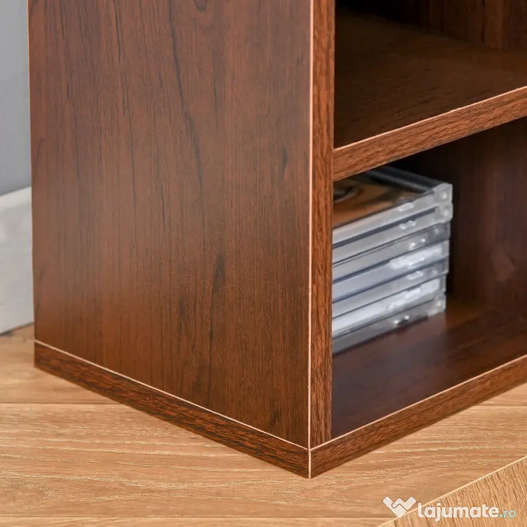 Biblioteca tip coloana cu 12 etajere, din MDF, sustine maxim 15kg 21x20x175cm, maro HOMCOM | Aosom RO