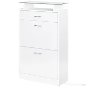 HOMCOM Dulap pentru Pantofi cu 2 Uși pe 2 Niveluri, Sertar și Raft din Sticlă, Dulap pentru Pantofi, 60x24x105,5 cm, Alb
