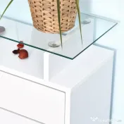 HOMCOM Dulap pentru Pantofi cu 2 Uși pe 2 Niveluri, Sertar și Raft din Sticlă, Dulap pentru Pantofi, 60x24x105,5 cm, Alb