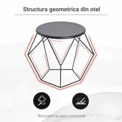 HOMCOM masuta geometrica, otel 54x54x44cm, negru 