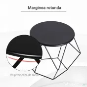 HOMCOM masuta geometrica, otel 54x54x44cm, negru 