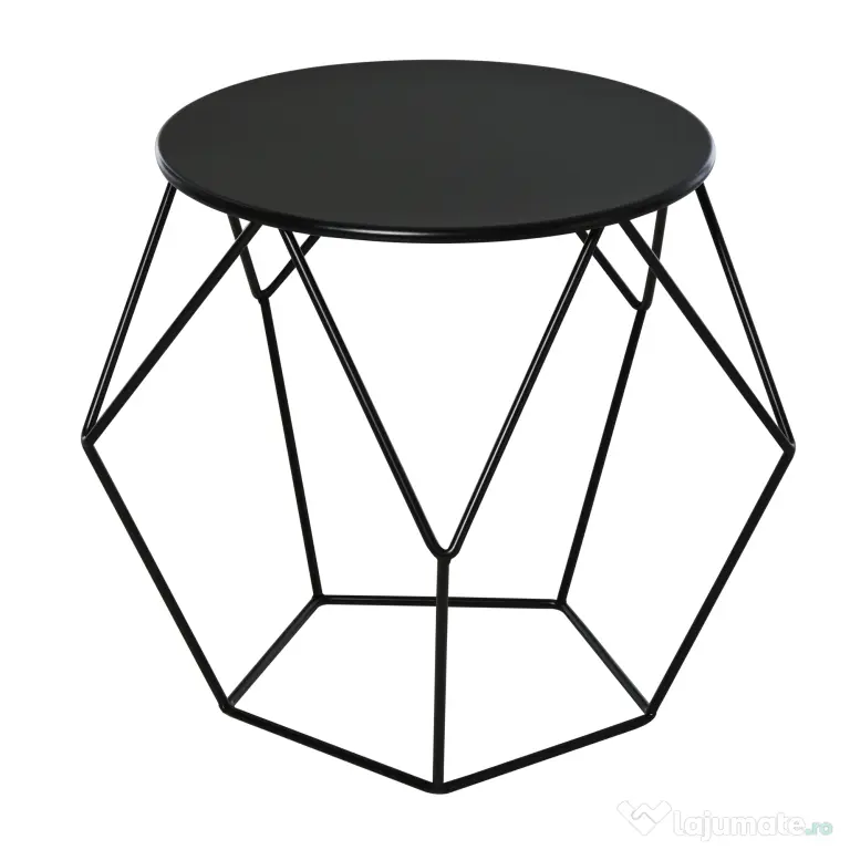 Masuta geometrica in stil nordic din otel rezistent la rugina 54x54x44cm, negru HOMCOM | Aosom Romania