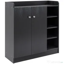 Homcom Dulap Pantofi Negru – 2 Usi Basculante, 83×30×90 cm