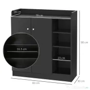 Homcom Dulap Pantofi Negru – 2 Usi Basculante, 83×30×90 cm 