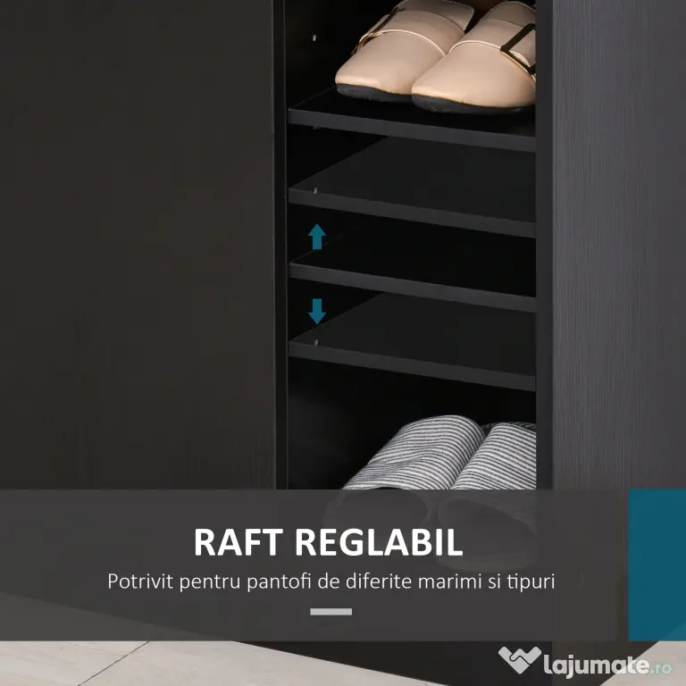 HOMCOM Dulap pentru Pantofi, Organizator Încălțăminte cu Design Compact, 83x30x90 cm, Negru | Aosom Romania
