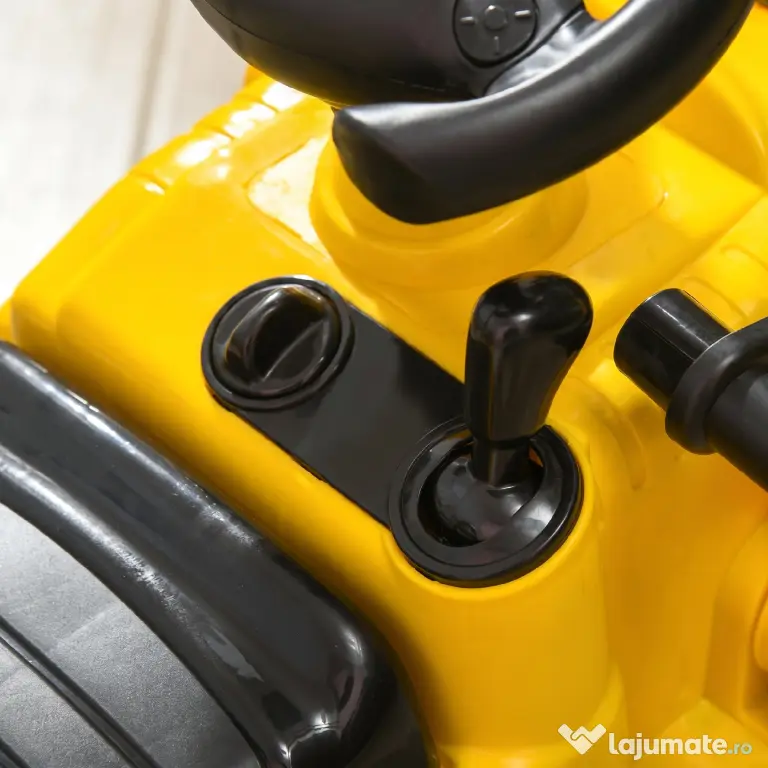 HOMCOM Excavator pentru Copii cu Cupă, Spătar și Spațiu de Depozitare Ascuns, Buldozer de Jucărie în PP și ABS, 80x26.5x39 cm, Galben și Negru | Aosom Romania