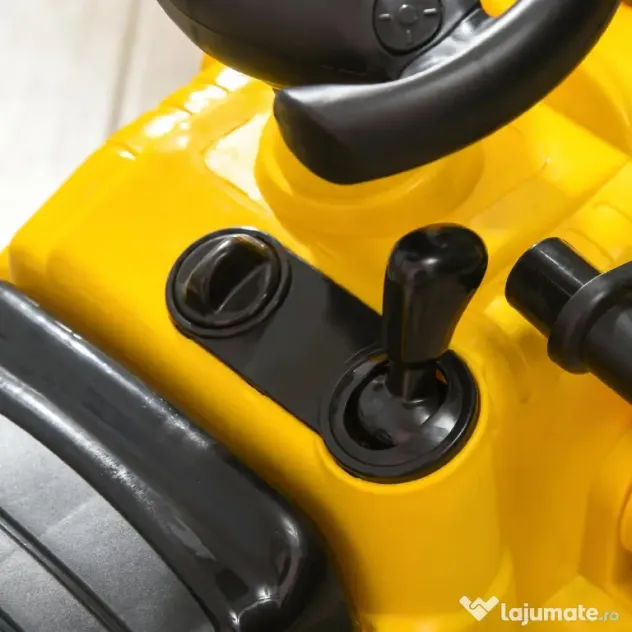 HOMCOM Excavator pentru Copii cu Cupă, Spătar și Spațiu de Depozitare Ascuns, Buldozer de Jucărie în PP și ABS, 80x26.5x39 cm, Galben și Negru | Aosom Romania