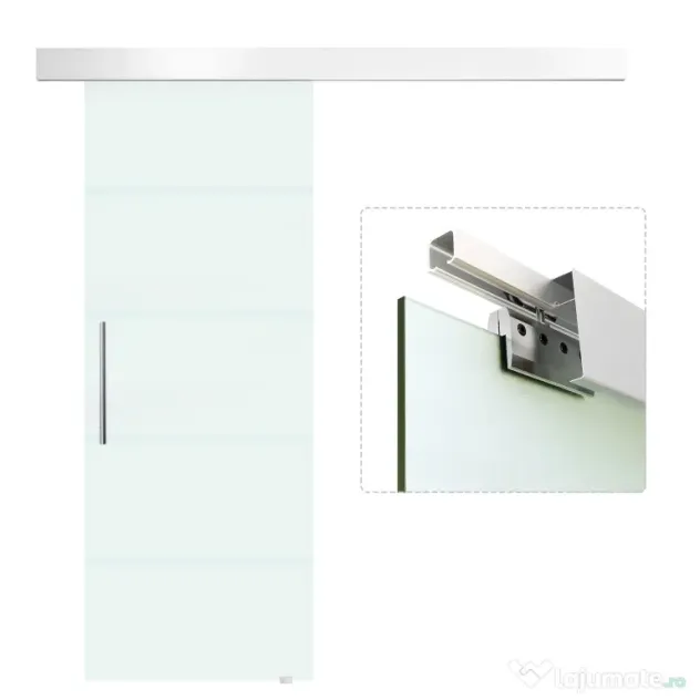HOMCOM usa glisanta din sticla cu sina din aluminiu, 75x210cm | Aosom Romania