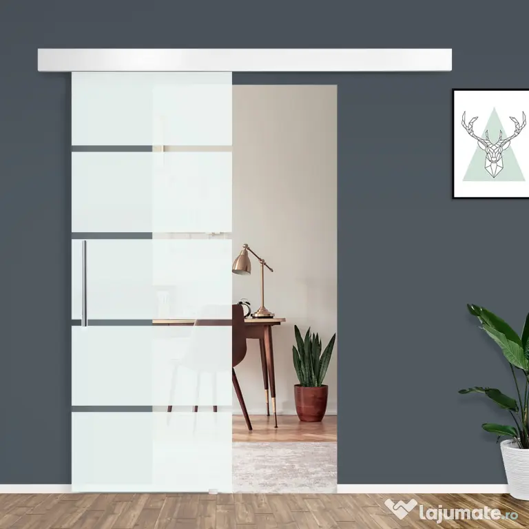 HOMCOM usa glisanta din sticla cu sina din aluminiu, 75x210cm | Aosom Romania