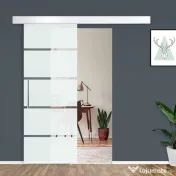 HOMCOM usa glisanta din sticla cu sina din aluminiu, 75x210cm | Aosom Romania