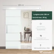 HOMCOM usa glisanta din sticla cu sina din aluminiu, 75x210cm | Aosom Romania