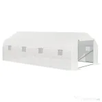 Outsunny Seră Tunel pentru Grădină, 6x3x2 m, cu 8 Ferestre și Ușă Rulantă, Cadru Metalic Galvanizat și Prelată PE Impermeabilă, Verde