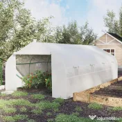 Outsunny Seră Tunel pentru Grădină, 6x3x2 m, cu 8 Ferestre și Ușă Rulantă, Cadru Metalic Galvanizat și Prelată PE Impermeabilă, Verde 