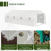 Outsunny Seră Tunel pentru Grădină, 6x3x2 m, cu 8 Ferestre și Ușă Rulantă, Cadru Metalic Galvanizat și Prelată PE Impermeabilă, Verde 