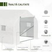 Outsunny Seră Tunel pentru Grădină, 6x3x2 m, cu 8 Ferestre și Ușă Rulantă, Cadru Metalic Galvanizat și Prelată PE Impermeabilă, Verde 