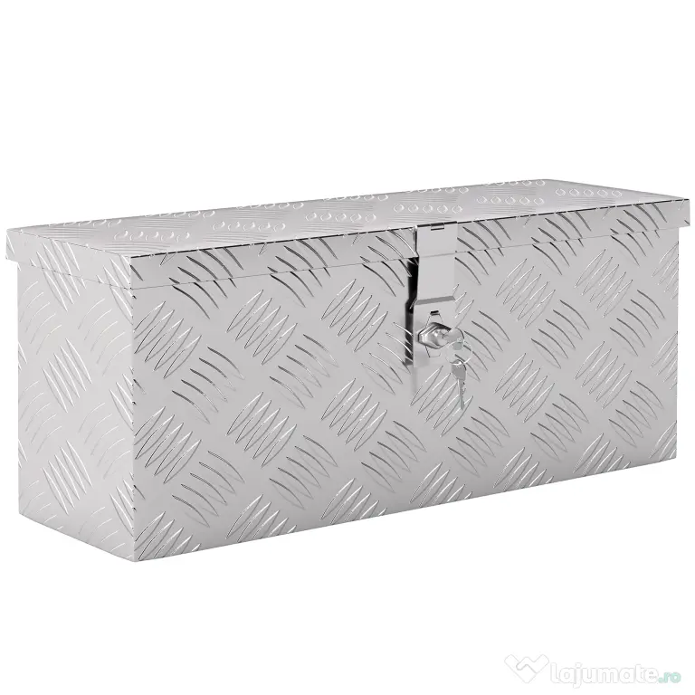 HOMCOM Cutie de Scule de 2 kg cu Încuietoare cu Cheie și Geantă pentru Unelte, 50x15.5x20.5 cm, Argintiu