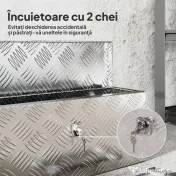 HOMCOM Cutie de Scule de 2 kg cu Încuietoare cu Cheie și Geantă pentru Unelte, 50x15.5x20.5 cm, Argintiu 