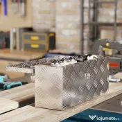 HOMCOM Cutie de Scule de 2 kg cu Încuietoare cu Cheie și Geantă pentru Unelte, 50x15.5x20.5 cm, Argintiu 