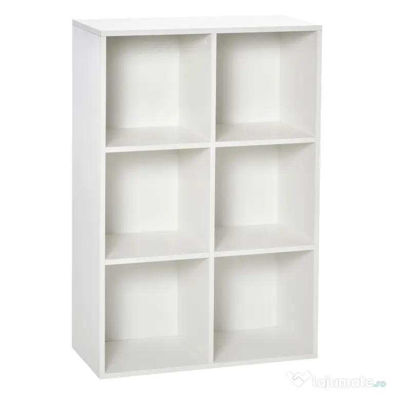 HOMCOM Bibliotecă Modernă cu 6 Cuburi în Lemn, 65.5x30x97.5 cm, Alb