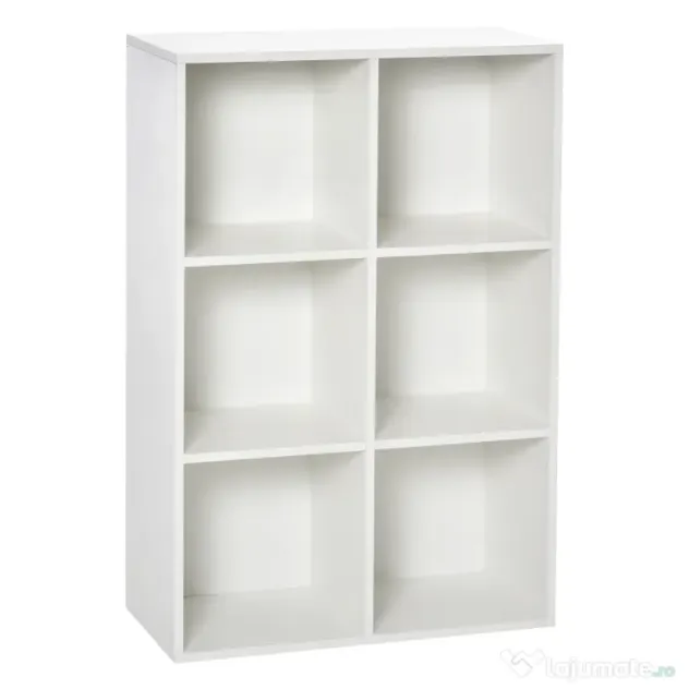 HOMCOM Bibliotecă Modernă cu 6 Cuburi în Lemn, 65.5x30x97.5 cm, Alb