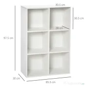 HOMCOM Bibliotecă Modernă cu 6 Cuburi în Lemn, 65.5x30x97.5 cm, Alb 