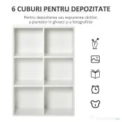 HOMCOM Bibliotecă Modernă cu 6 Cuburi în Lemn, 65.5x30x97.5 cm, Alb 