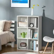 HOMCOM Bibliotecă Modernă cu 6 Cuburi în Lemn, 65.5x30x97.5 cm, Alb 