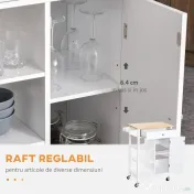HOMCOM Cărucior de Bucătărie Alb, Design din Lemn, Dulap pentru Bucătărie, Spațiu de Depozitare Eficient | Aosom Romania 