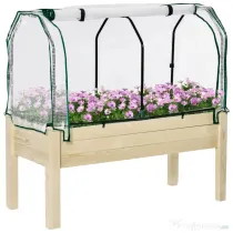 Outsunny jardiniera tip sera, pentru plante, 121x55x117cm, lemn