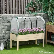 Outsunny jardiniera tip sera, pentru plante, 121x55x117cm, lemn