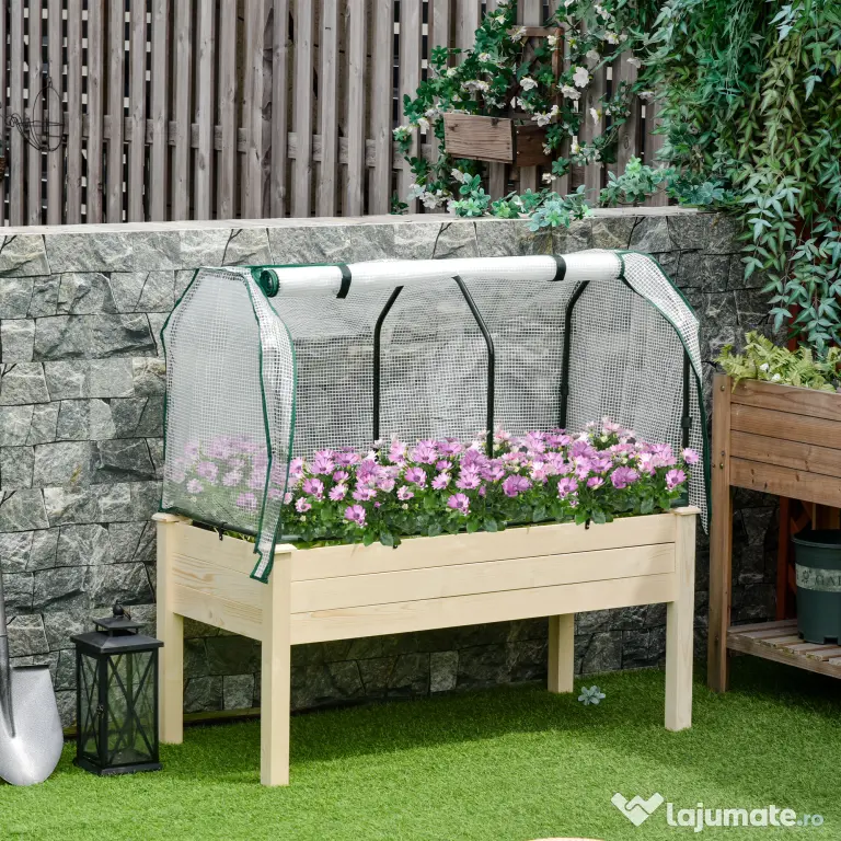 Outsunny Sera Jardiniera Lemn pentru Plante, Design Compact 121x55x117cm, Ideală pentru Grădină | Aosom Romania