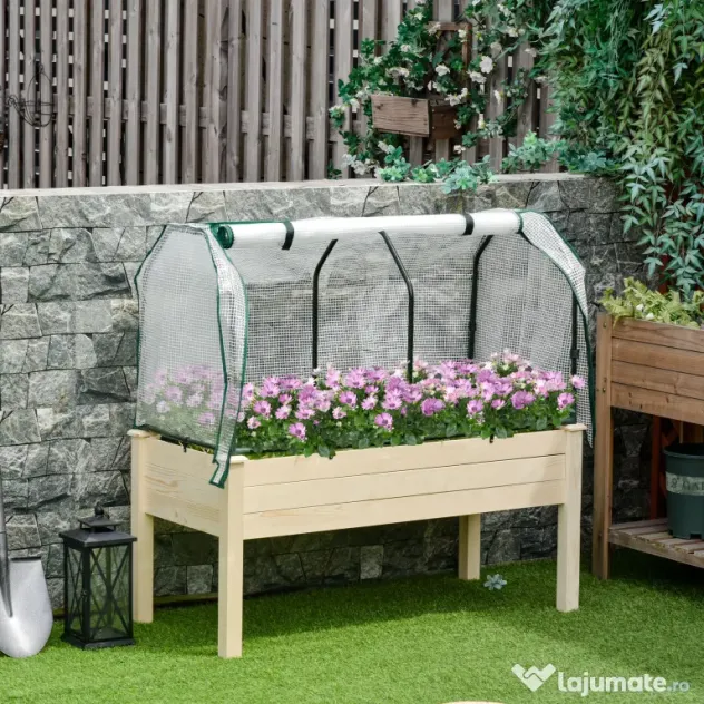 Outsunny Sera Jardiniera Lemn pentru Plante, Design Compact 121x55x117cm, Ideală pentru Grădină | Aosom Romania